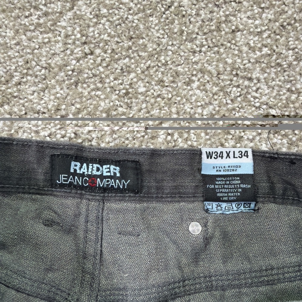 Y2K Raider Jeans Black Stonewashed Loose Fit Essentials Hiphop Style 34/32 - Picture 3 of 11